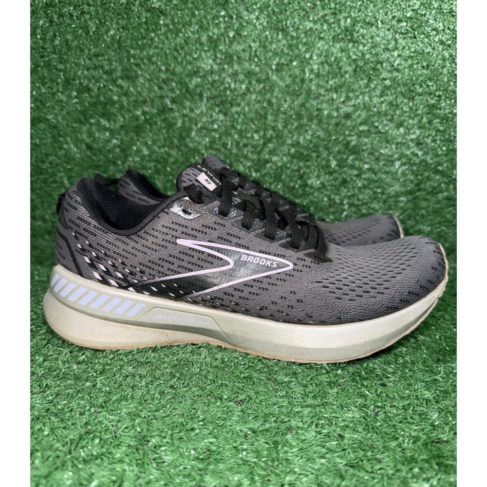Brooks Women Size 8 Levitate Stealthfit GTS 5 Black Lilac Running Shoes Sneakers